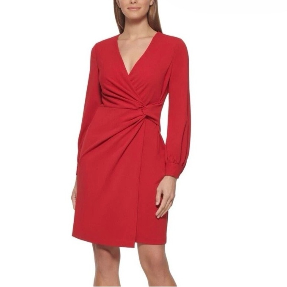 🥳DKNY Red V-Neck Dress NWT